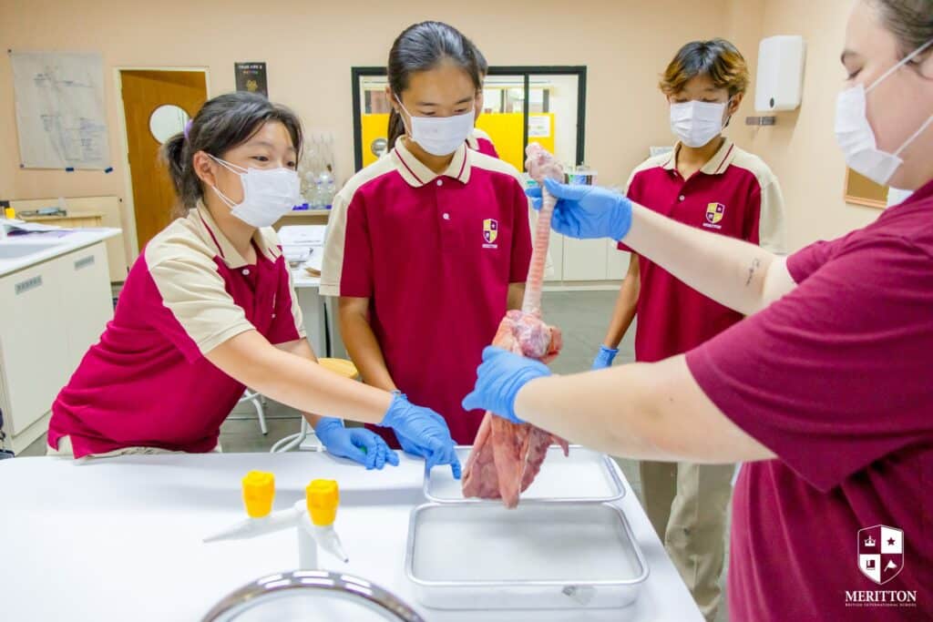 Student touching the lunk